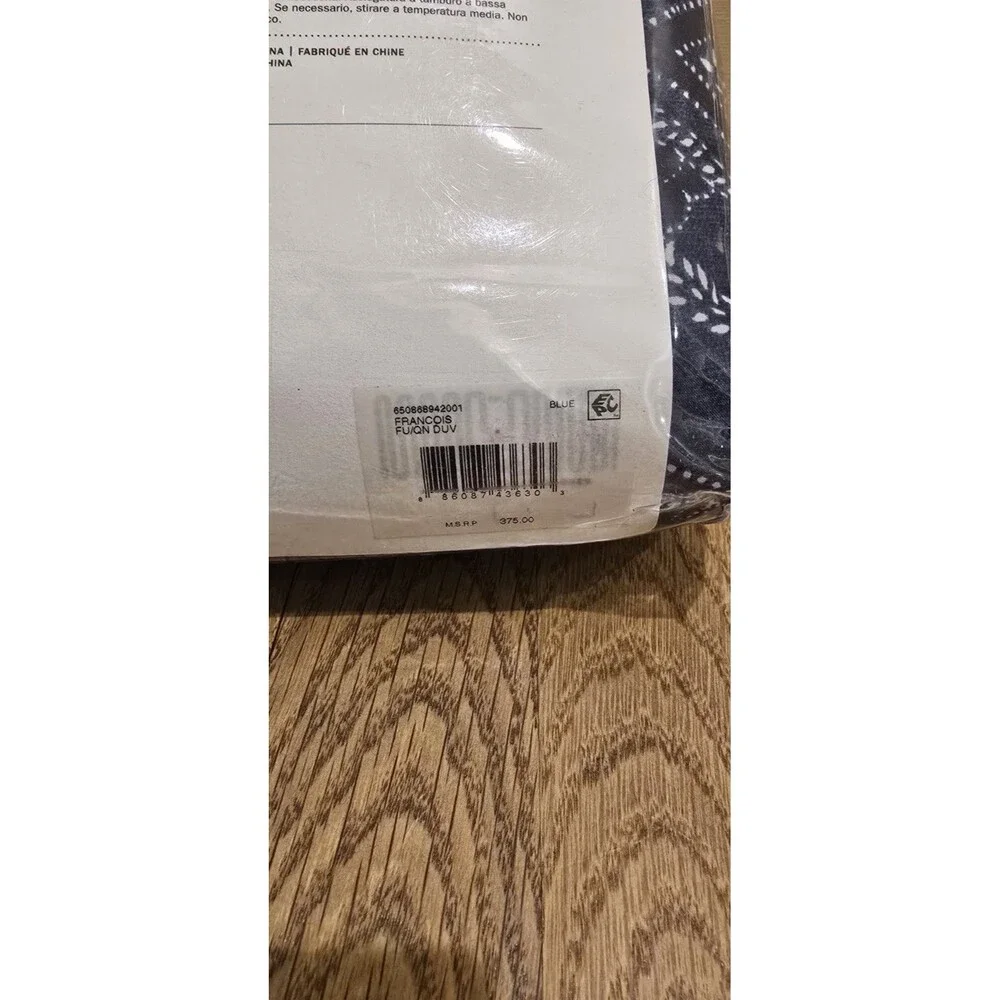 Ralph Lauren Francois Full Queen Duvet Cover Navy Blue Geometric Cotton NIP